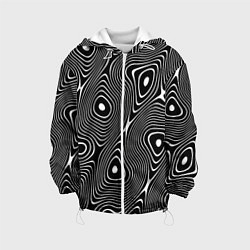 Куртка с капюшоном детская Чёрно-белая стилизованная поверхность воды Wave pa, цвет: 3D-белый