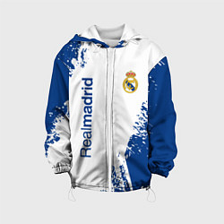 Куртка с капюшоном детская Реал Мадрид краска, цвет: 3D-белый
