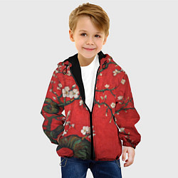 Куртка с капюшоном детская Цветущий миндаль, цвет: 3D-черный — фото 2