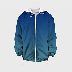 Куртка с капюшоном детская Текстурированный сине-бирюзовый градиент, цвет: 3D-белый