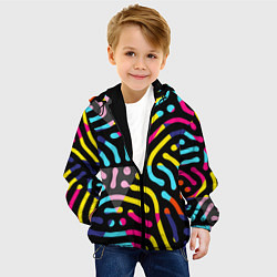 Куртка с капюшоном детская Красочный авангардный паттерн, цвет: 3D-черный — фото 2