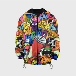 Куртка с капюшоном детская Fast food pattern Pop art Fashion trend, цвет: 3D-черный