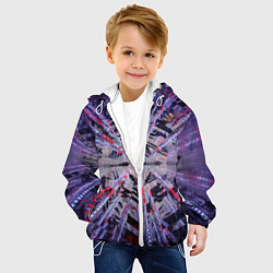 Куртка с капюшоном детская Неоновый абстрактный коридор - Фиолетовый, цвет: 3D-белый — фото 2