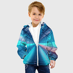 Куртка с капюшоном детская Неоновый коридор лаборатории - Синий, цвет: 3D-белый — фото 2