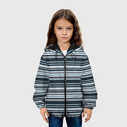 Куртка с капюшоном детская Горизонтальные синие, голубые, белые полосы, цвет: 3D-черный — фото 2