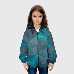Куртка с капюшоном детская Неоновая киберпанк броня - Светло-синий, цвет: 3D-черный — фото 2