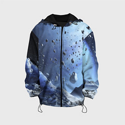 Куртка с капюшоном детская Космический пейзаж с ледяными скалами, цвет: 3D-черный
