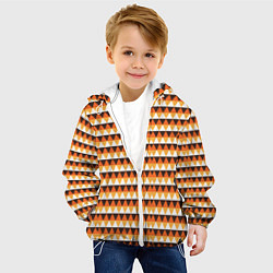 Куртка с капюшоном детская Треугольники на оранжевом фоне, цвет: 3D-белый — фото 2
