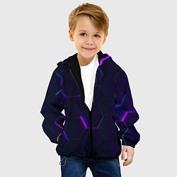 Куртка с капюшоном детская Фигурный фиолетовый фон, цвет: 3D-черный — фото 2