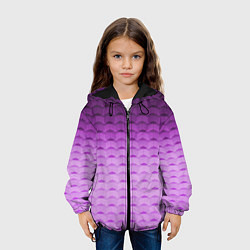 Куртка с капюшоном детская Фиолетово-розовый геометрический узор Градиент, цвет: 3D-черный — фото 2