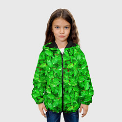 Куртка с капюшоном детская Зелёные листья - текстура, цвет: 3D-черный — фото 2
