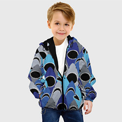 Куртка с капюшоном детская Пасть акулы - паттерн, цвет: 3D-черный — фото 2