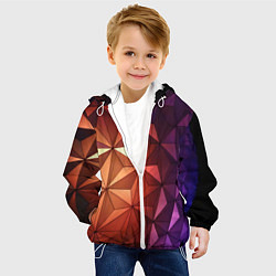 Куртка с капюшоном детская Абстрактная металлическая поверхность планеты, цвет: 3D-белый — фото 2
