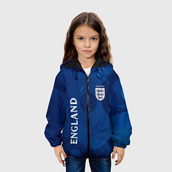 Куртка с капюшоном детская Сборная Англии Синяя Абстракция, цвет: 3D-черный — фото 2
