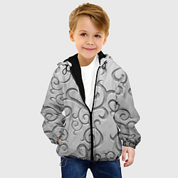 Куртка с капюшоном детская Ажурный орнамент на поверхности металла, цвет: 3D-черный — фото 2