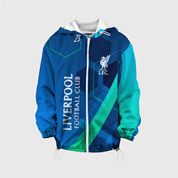 Куртка с капюшоном детская Ливерпуль Синяя абстракция, цвет: 3D-белый