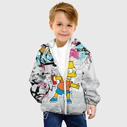 Куртка с капюшоном детская Барт Симпсон на фоне стены с граффити, цвет: 3D-белый — фото 2
