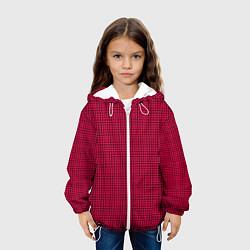 Куртка с капюшоном детская Черно-красная мелкая клетка, цвет: 3D-белый — фото 2