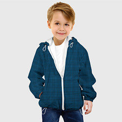 Куртка с капюшоном детская Темно синий клетчатый узор, цвет: 3D-белый — фото 2