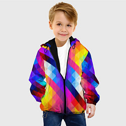 Куртка с капюшоном детская Яркие квадраты, цвет: 3D-черный — фото 2