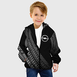 Куртка с капюшоном детская Opel tire tracks, цвет: 3D-черный — фото 2