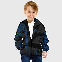 Куртка с капюшоном детская Subaru - следы шин, цвет: 3D-черный — фото 2