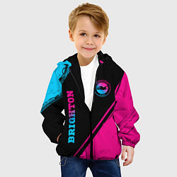 Куртка с капюшоном детская Brighton - neon gradient: символ и надпись вертика, цвет: 3D-черный — фото 2