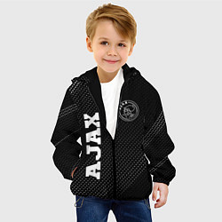 Куртка с капюшоном детская Ajax sport на темном фоне: надпись, символ, цвет: 3D-черный — фото 2