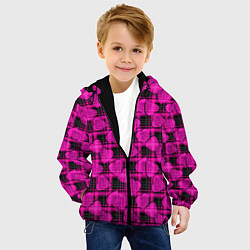 Куртка с капюшоном детская Black and pink hearts pattern on checkered, цвет: 3D-черный — фото 2