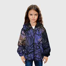 Куртка с капюшоном детская Blue with black stripes pattern, цвет: 3D-черный — фото 2