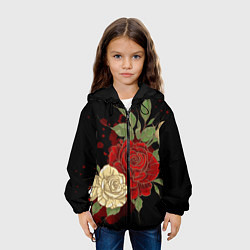 Куртка с капюшоном детская Прекрасные розы, цвет: 3D-черный — фото 2