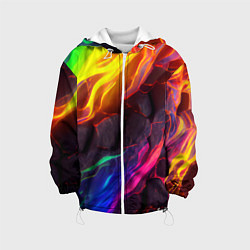 Куртка с капюшоном детская Neon rainbow lava, цвет: 3D-белый