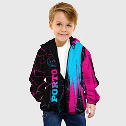 Куртка с капюшоном детская Porto - neon gradient: по-вертикали, цвет: 3D-черный — фото 2