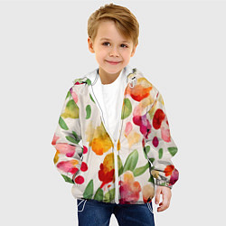 Куртка с капюшоном детская Романтичные акварельные цветы, цвет: 3D-белый — фото 2