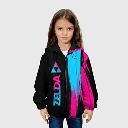 Куртка с капюшоном детская Zelda - neon gradient: по-вертикали, цвет: 3D-черный — фото 2