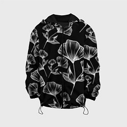 Куртка с капюшоном детская Графичные цветы на черном фоне, цвет: 3D-черный