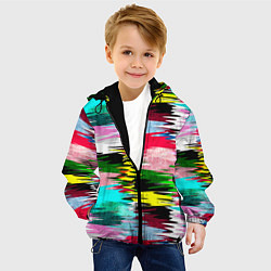 Куртка с капюшоном детская Абстрактный многоцветный неоновый узор, цвет: 3D-черный — фото 2