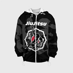 Куртка с капюшоном детская Jiu-jitsu throw logo, цвет: 3D-белый