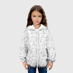 Куртка с капюшоном детская Белые цветы на светло сером, цвет: 3D-белый — фото 2