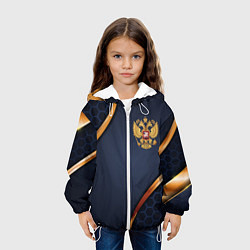 Куртка с капюшоном детская Blue & gold герб России, цвет: 3D-белый — фото 2