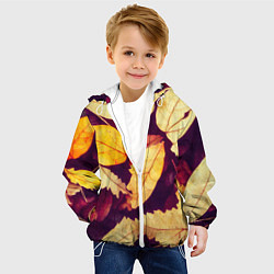 Куртка с капюшоном детская Осенняя листва узор, цвет: 3D-белый — фото 2