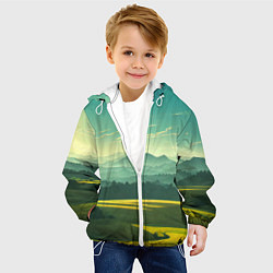 Куртка с капюшоном детская Зелёная долина, пейзаж, цвет: 3D-белый — фото 2