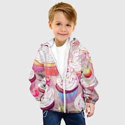 Куртка с капюшоном детская Много сладких капкейков, цвет: 3D-белый — фото 2