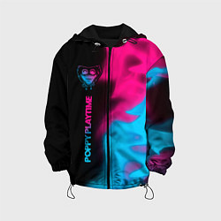 Куртка с капюшоном детская Poppy Playtime - neon gradient: по-вертикали, цвет: 3D-черный