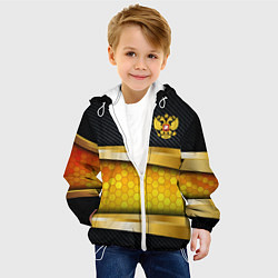 Куртка с капюшоном детская Black & gold - герб России, цвет: 3D-белый — фото 2
