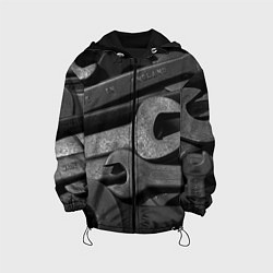 Куртка с капюшоном детская Композиция из гаечных ключей, цвет: 3D-черный
