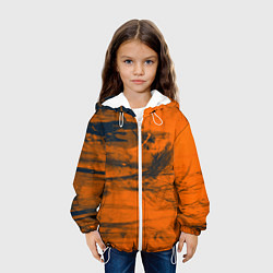 Куртка с капюшоном детская Абстрактная оранжевая поверхность и чёрные тени, цвет: 3D-белый — фото 2