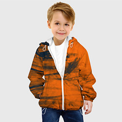 Куртка с капюшоном детская Абстрактная оранжевая поверхность и чёрные тени, цвет: 3D-белый — фото 2