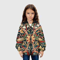 Куртка с капюшоном детская Ковер с птицами, цвет: 3D-черный — фото 2