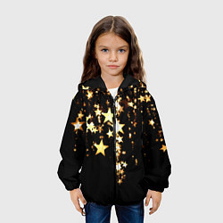 Куртка с капюшоном детская Золотые праздничные звезды, цвет: 3D-черный — фото 2